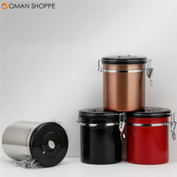 Stainless Steel Storage Bottles Jars Coffee Container Can Airtight Sealed Canister With Vent Valve