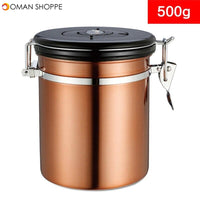 Stainless Steel Storage Bottles Jars Coffee Container Can Airtight Sealed Canister With Vent Valve