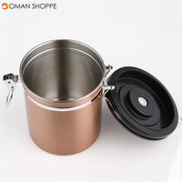 Stainless Steel Storage Bottles Jars Coffee Container Can Airtight Sealed Canister With Vent Valve