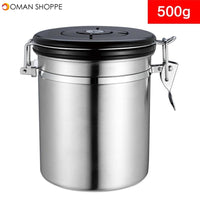 Stainless Steel Storage Bottles Jars Coffee Container Can Airtight Sealed Canister With Vent Valve