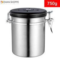 Stainless Steel Storage Bottles Jars Coffee Container Can Airtight Sealed Canister With Vent Valve