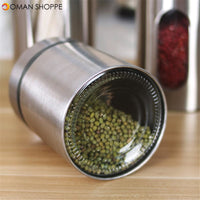 Stainless Steel Storage Jar Tea Coffee Sugar Kitchen Glass Canister Container Kitchen Storage Container