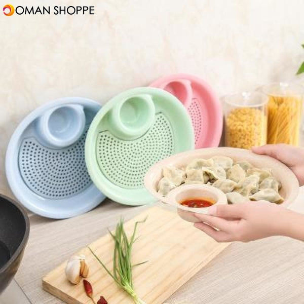 Straw Creative Dumpling Vinegar Dish Double Dribbling Microwave Home Plate Boiled Dumplings Fruit Plate