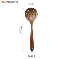 Tableware spoon colander long handle spoon wooden non-stick special spatula kitchen tool set new gift