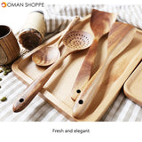 Tableware spoon colander long handle spoon wooden non-stick special spatula kitchen tool set new gift