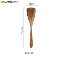 Tableware spoon colander long handle spoon wooden non-stick special spatula kitchen tool set new gift