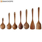 Tableware spoon colander long handle spoon wooden non-stick special spatula kitchen tool set new gift