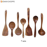 Tableware spoon colander long handle spoon wooden non-stick special spatula kitchen tool set new gift