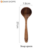 Tableware spoon colander long handle spoon wooden non-stick special spatula kitchen tool set new gift