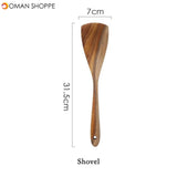 Tableware spoon colander long handle spoon wooden non-stick special spatula kitchen tool set new gift