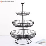 Three-layer Fruit Bowl Fruit Basket Countertop Stand Home Storage Basket-Black