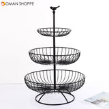 Three-layer Fruit Bowl Fruit Basket Countertop Stand Home Storage Basket-Black (Black)