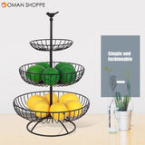 Three-layer Fruit Bowl Fruit Basket Countertop Stand Home Storage Basket-Black