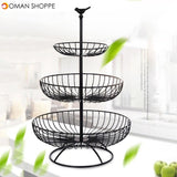 Three-layer Fruit Bowl Fruit Basket Countertop Stand Home Storage Basket-Black