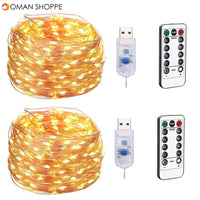 USB LED String Fairy Lights Remote Control 5M/10M/20M Copper Wire Garland Lamp