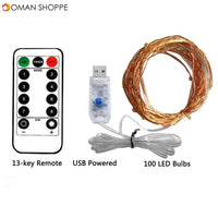 USB LED String Fairy Lights Remote Control 5M/10M/20M Copper Wire Garland Lamp