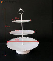 Wedding Cake Stand White Iron Table Ornaments Lace Cake Plate Fruit Dessert Tray Bakeware Dinnerware Cupcake Plates Tableware