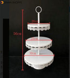 Wedding Cake Stand White Iron Table Ornaments Lace Cake Plate Fruit Dessert Tray Bakeware Dinnerware Cupcake Plates Tableware