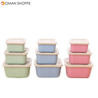 Wheat Straw 3 In 1 Fresh-keeping Box Environmental Protection Students Bento Lunch Box