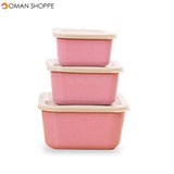 Wheat Straw 3 In 1 Fresh-keeping Box Environmental Protection Students Bento Lunch Box