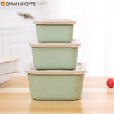 Wheat Straw 3 In 1 Fresh-keeping Box Environmental Protection Students Bento Lunch Box