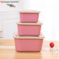 Wheat Straw 3 In 1 Fresh-keeping Box Environmental Protection Students Bento Lunch Box