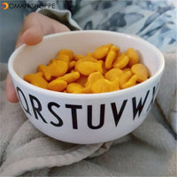 White Alphabet Bowl Kids Baby Toddler Feeding Anti-drop Dinner Snacks Safe Kids Bowl