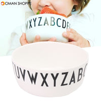 White Alphabet Bowl Kids Baby Toddler Feeding Anti-drop Dinner Snacks Safe Kids Bowl