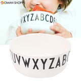 White Alphabet Bowl Kids Baby Toddler Feeding Anti-drop Dinner Snacks Safe Kids Bowl