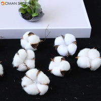 White Cotton Artificial Flowers DIY Christmas Wreath Accessories Natural Dried Flower Garland Flower Wall Material (White)