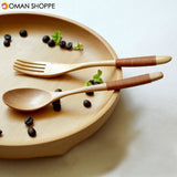 Wood 2 Pcs Spoon And Fork Dinnerware Sets Flatware Sets Wooden Spoon Fork Environmental Protection Flatware Set Kitchen Tools