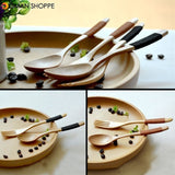 Wood 2 Pcs Spoon And Fork Dinnerware Sets Flatware Sets Wooden Spoon Fork Environmental Protection Flatware Set Kitchen Tools