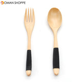 Wood 2 Pcs Spoon And Fork Dinnerware Sets Flatware Sets Wooden Spoon Fork Environmental Protection Flatware Set Kitchen Tools