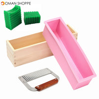 Wooden Loaf Soap Mould Silicone With Lid Making Baking Tool Cake Biscuit Cutter Baking Mold