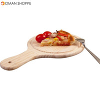 Wooden Pizza board Round with Hand Pizza Baking Tray Pizza Stone Cutting Board Platter Pizza Cake Bakeware Tools