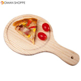 Wooden Pizza board Round with Hand Pizza Baking Tray Pizza Stone Cutting Board Platter Pizza Cake Bakeware Tools